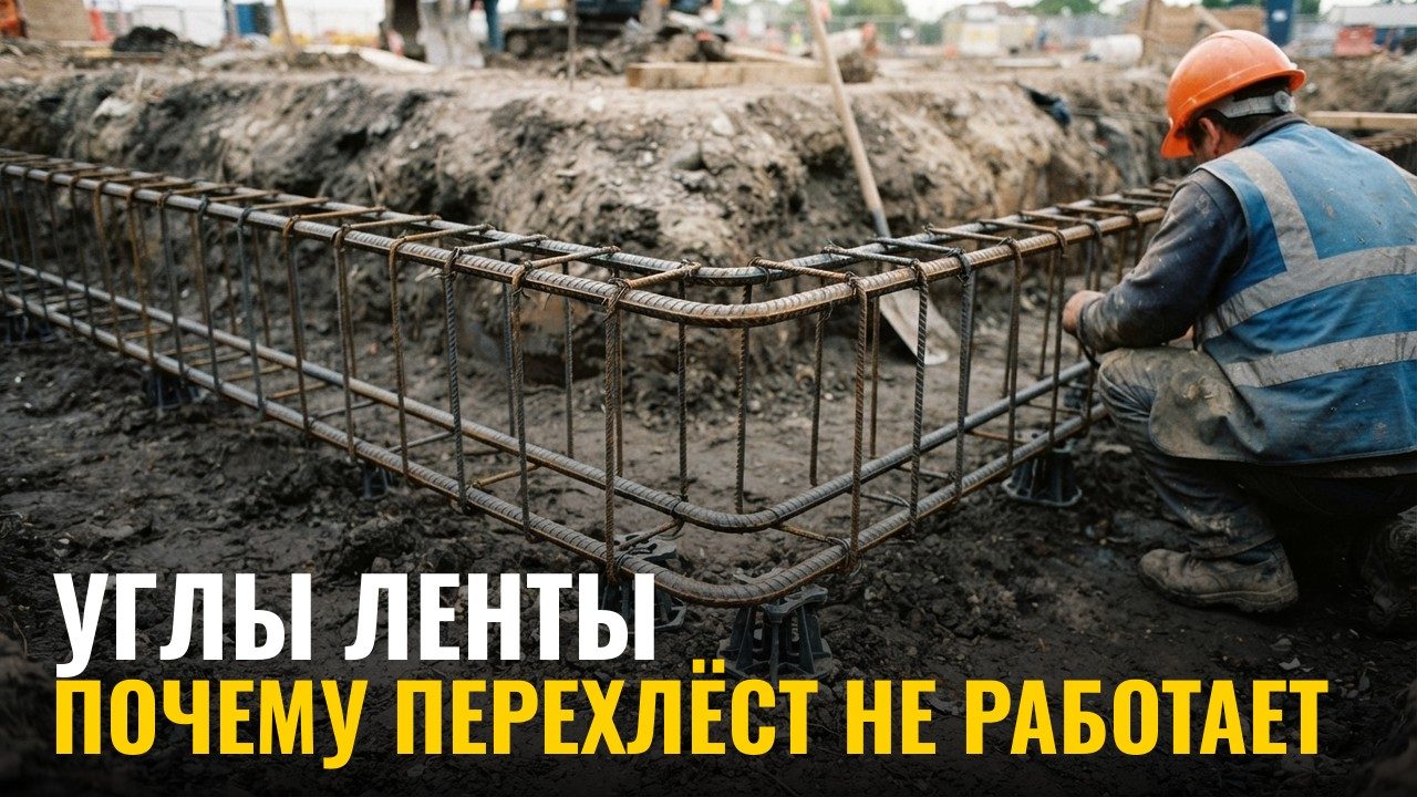 Почему углы ленты армируют Г-образными стержнями, а не простым перехлёстом