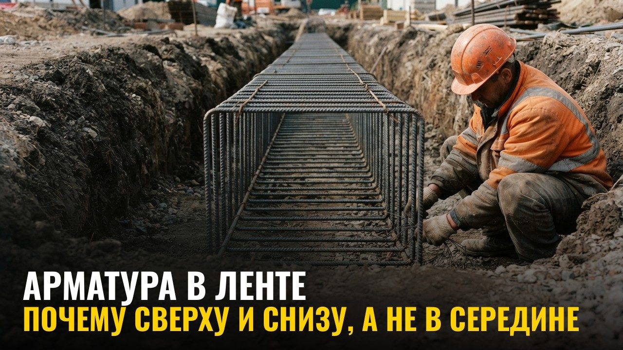 Почему арматура лежит сверху и снизу ленты, а в середине её нет
