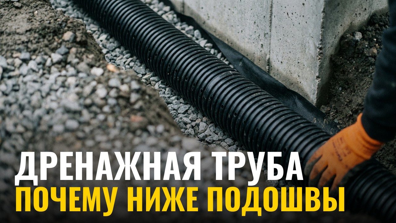 Почему дренажная труба лежит ниже подошвы фундамента, а не рядом с ней
