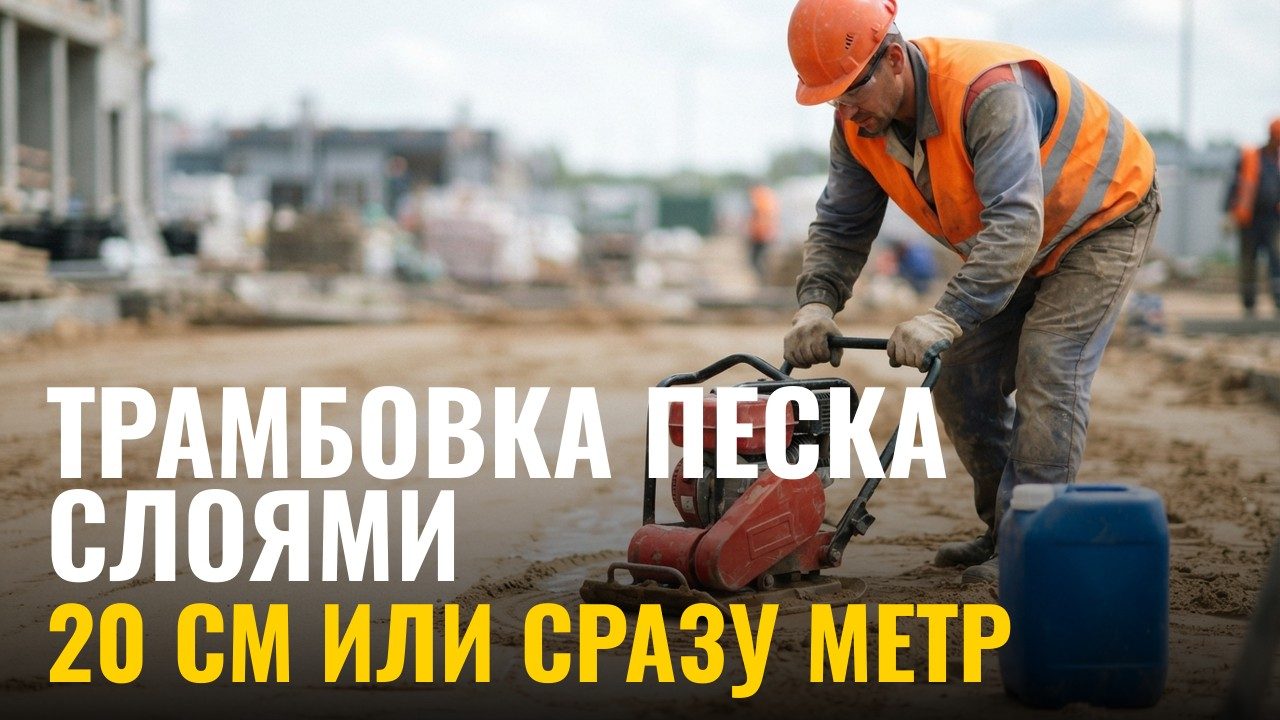 Почему песок трамбуют слоями по 20 см, а не сразу метром