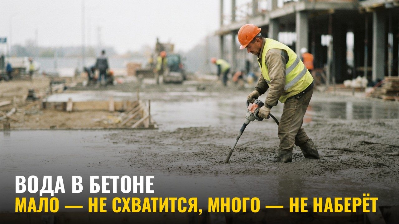 Воды мало — бетон не схватится, много — не наберёт прочность